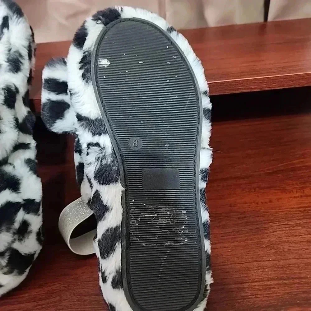 TORRID Faux Fur Double Band Leopard Platform Slippers. Size 8 - Picture 5 of 7
